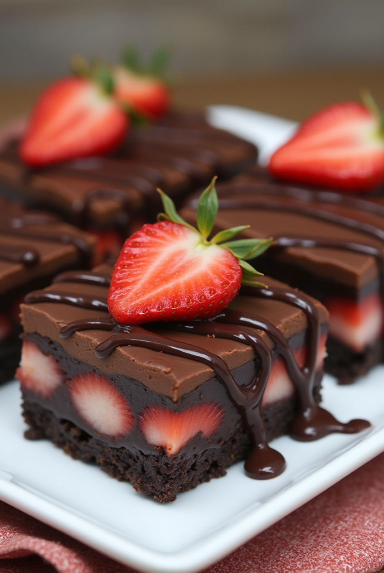 Chocolate Covered Strawberry Brownies