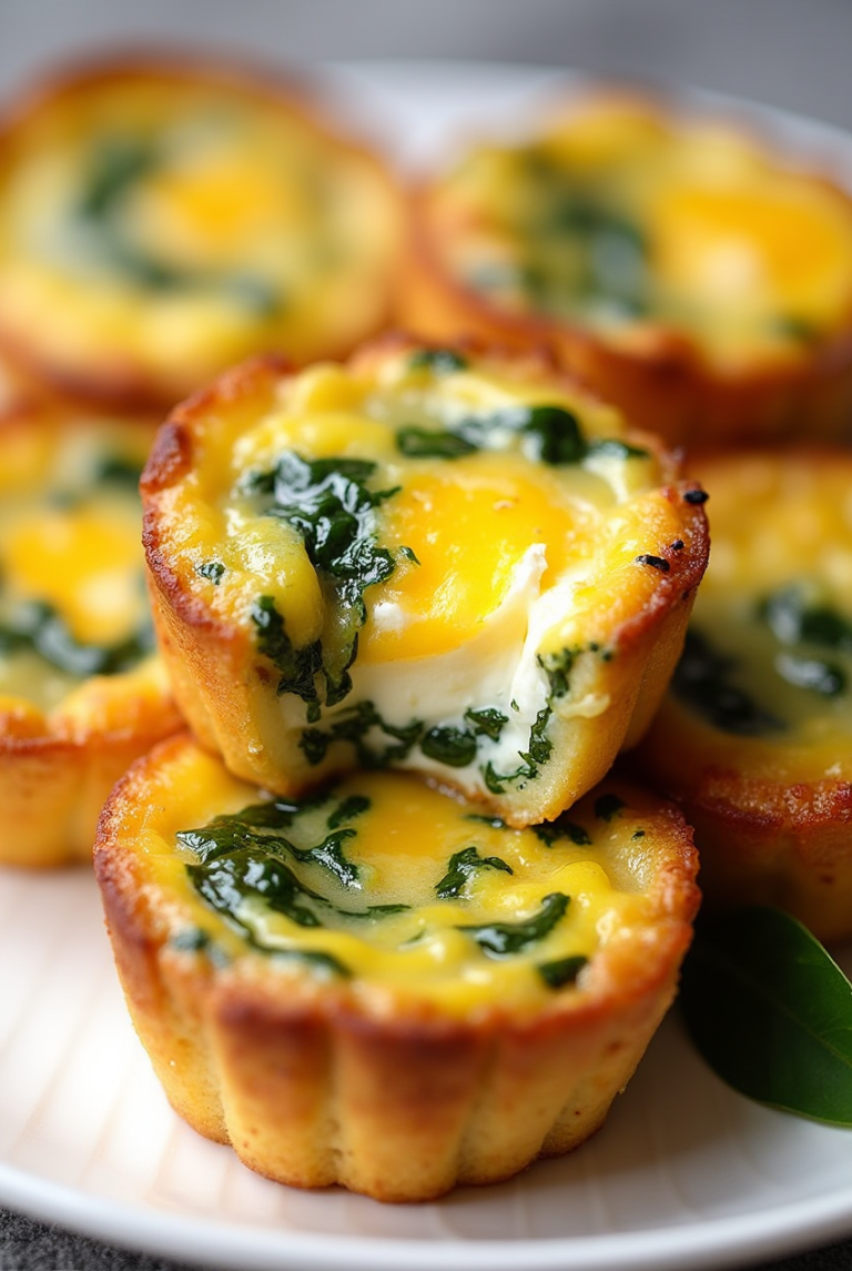 Cottage Cheese Egg Cups With Spinach & Feta