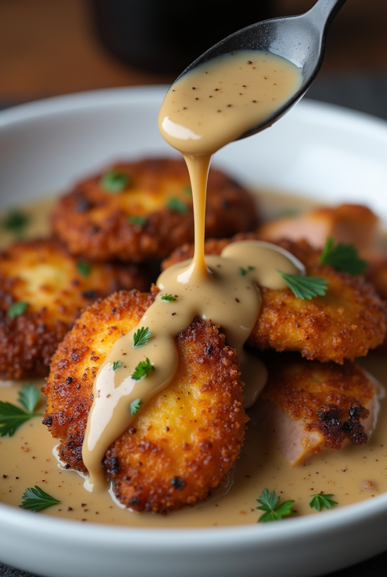 Crispy Parmesan Chicken with a Rich Garlic Sauce