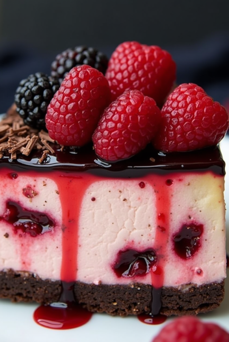 Dark Chocolate Raspberry Cheesecake