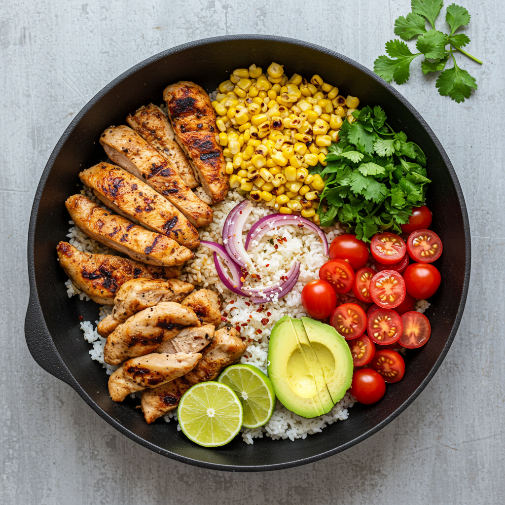 Street Corn Chicken Rice Bowl