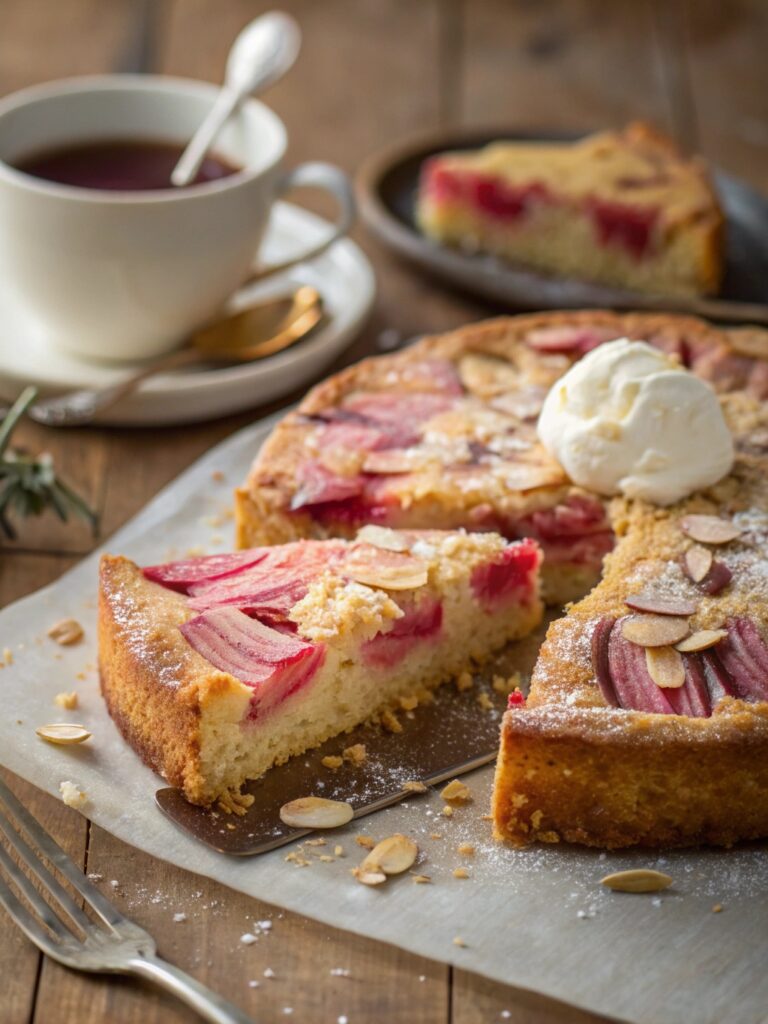 Rhubarb and Almond Cake