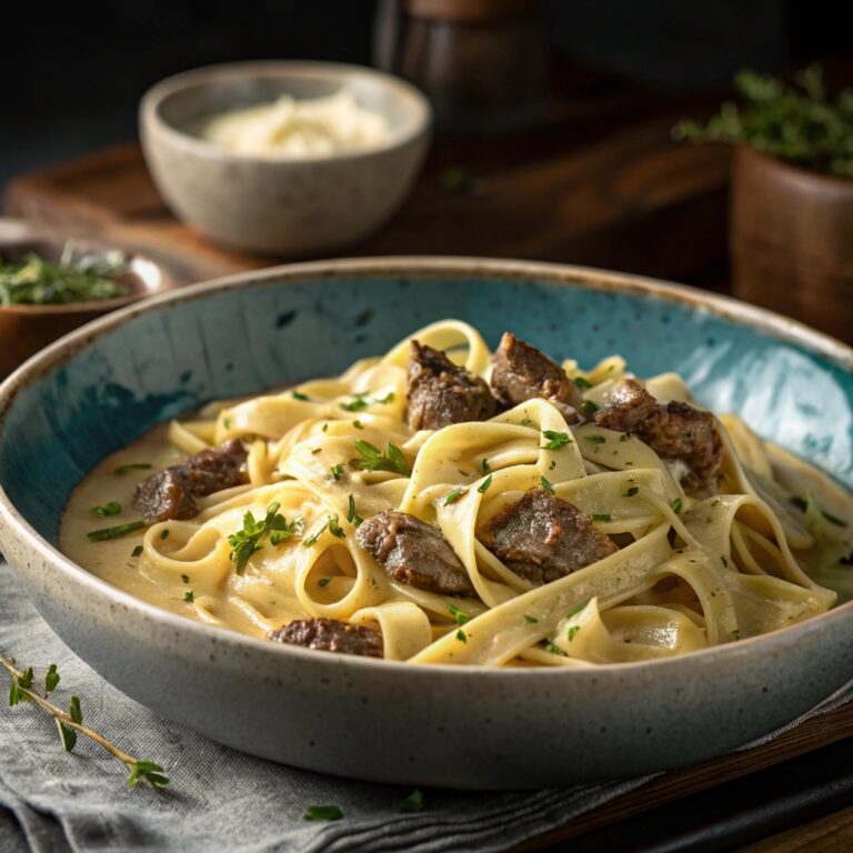 Creamy Beef and Garlic Butter Pasta