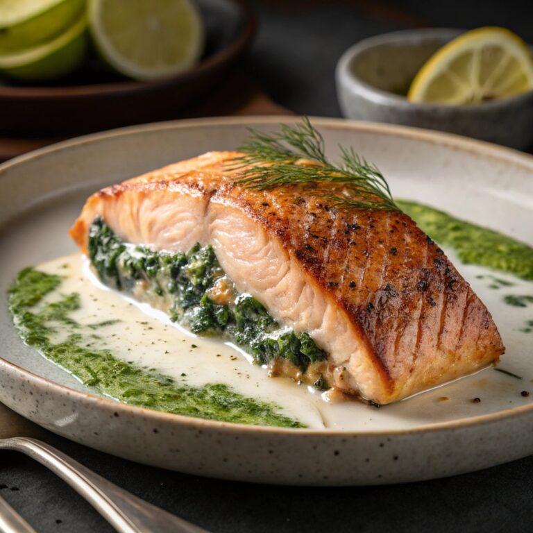 Creamy Spinach Stuffed Salmon
