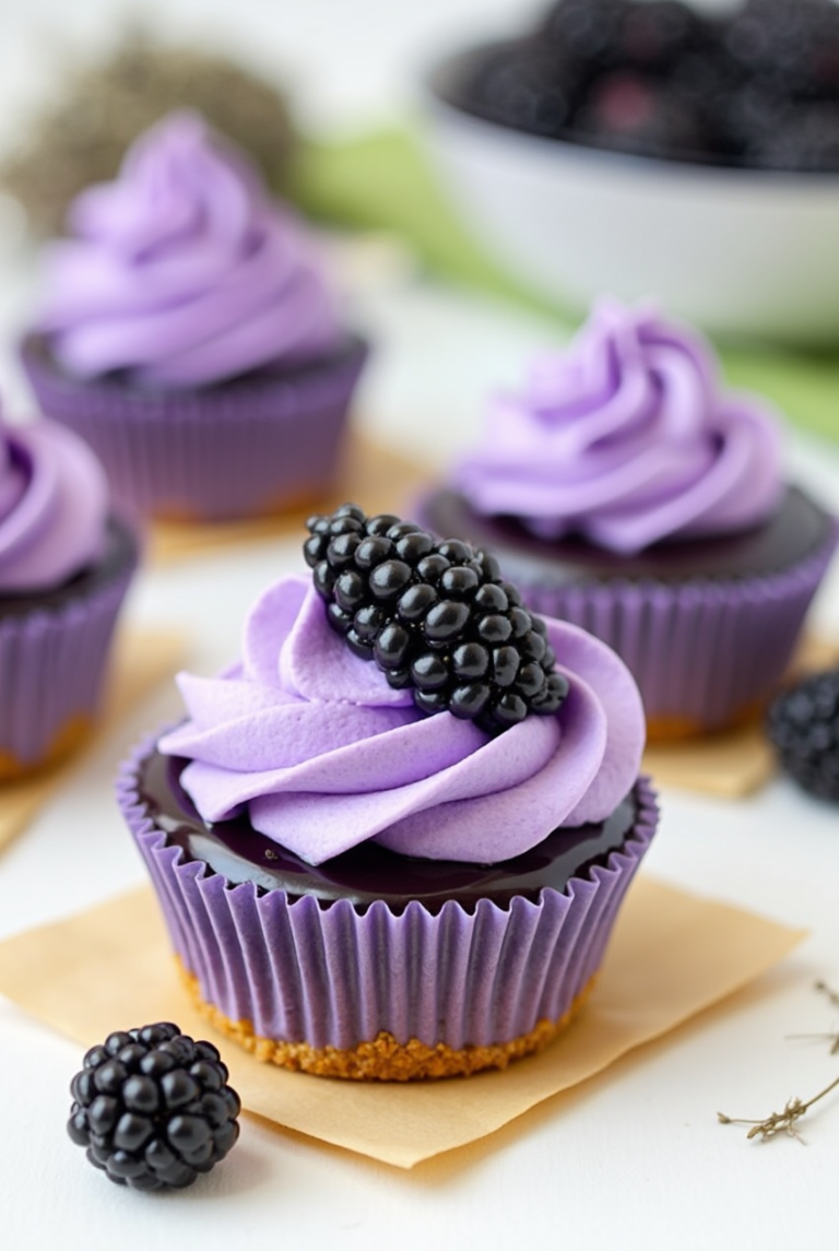 Blackberry Lavender Cheesecakes