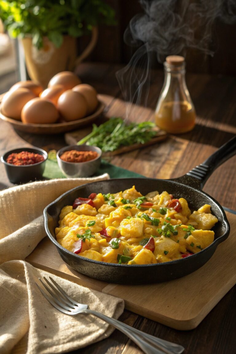 Cheesy Potato Egg Scramble