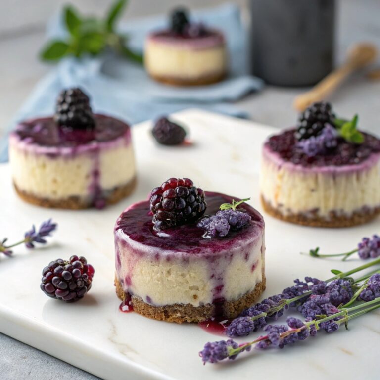 Mini Blackberry Lavender Cheesecakes