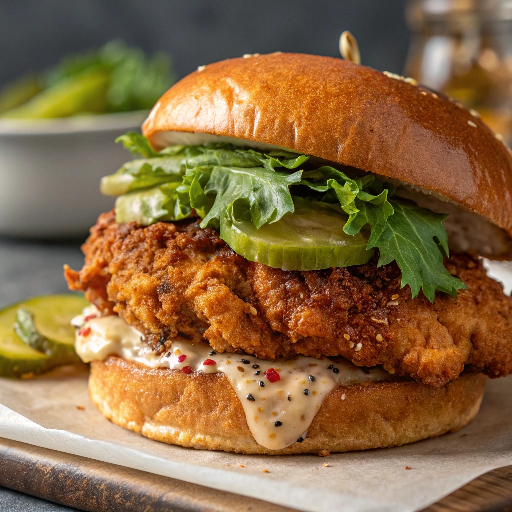 Pickle Brined Fried Chicken Sandwich