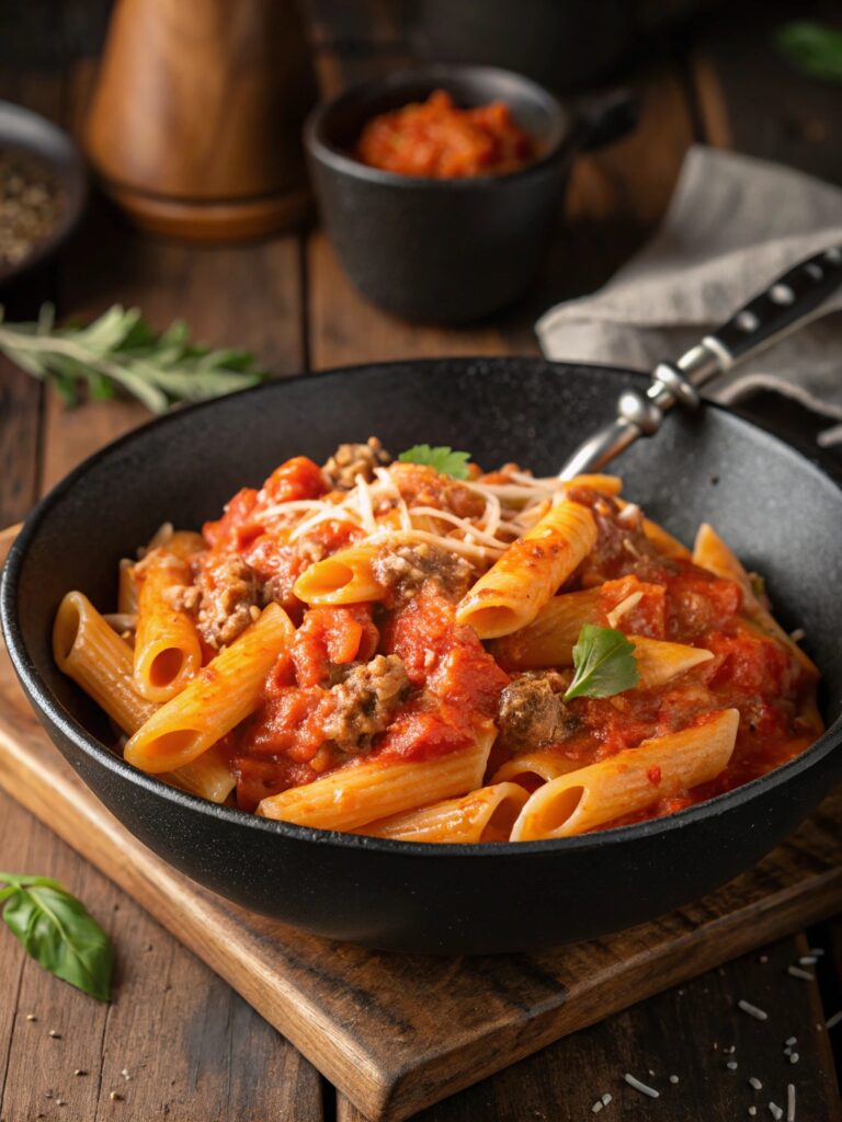 Creamy Tomato Beef Pasta