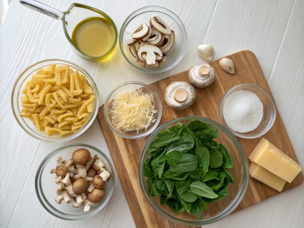 Parmesan Spinach Mushroom Pasta Skillet
