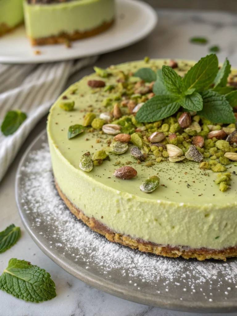 Pistachio Cheesecake with Pistachio Topping