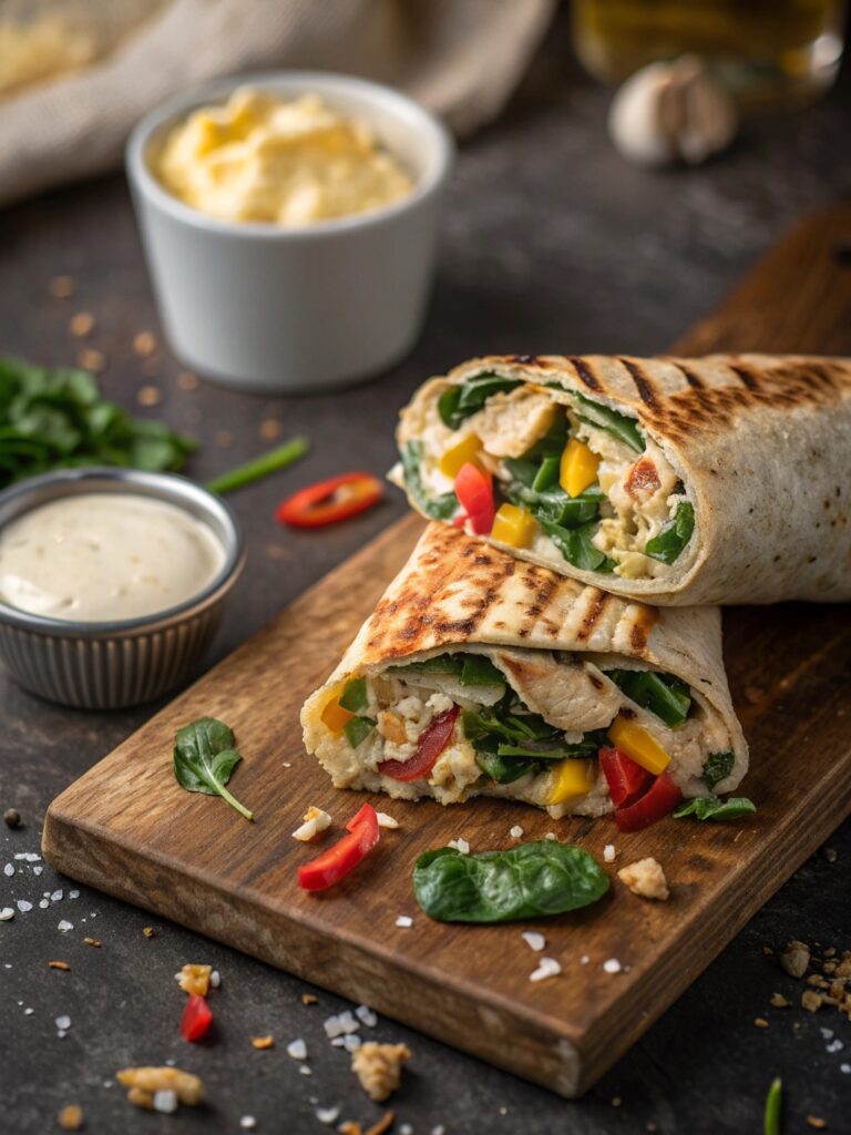 Cheesy Garlic Chicken Wraps