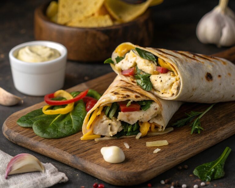 Cheesy Garlic Chicken Wraps