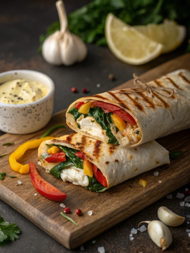 Cheesy Garlic Chicken Wraps