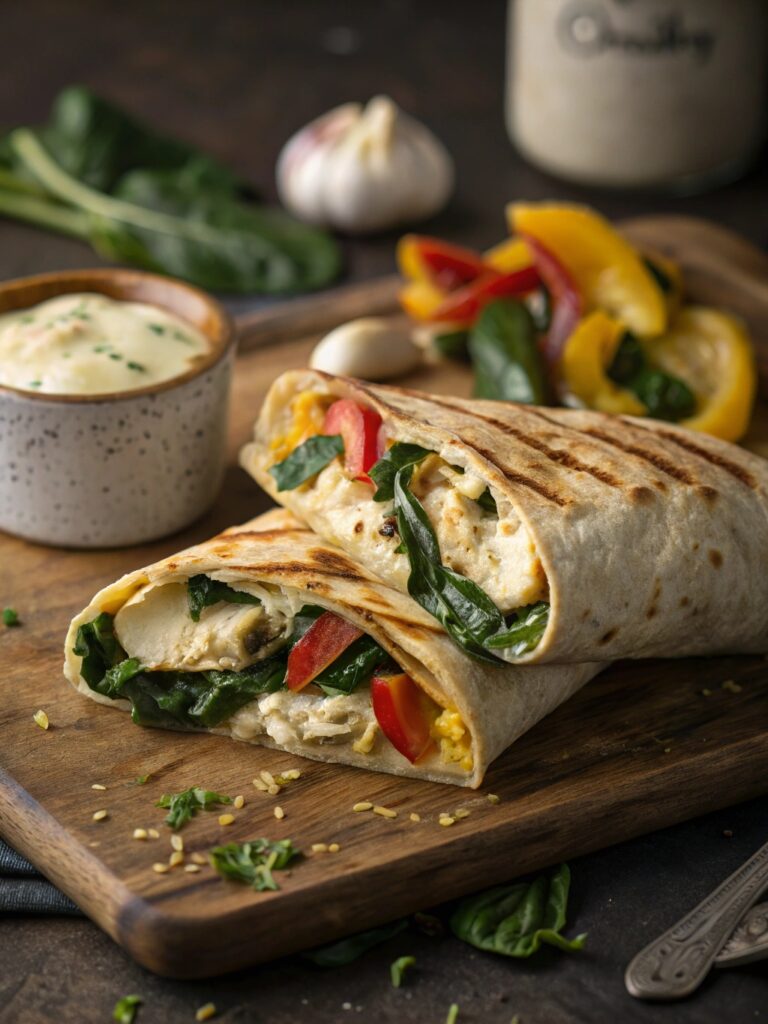 Cheesy Garlic Chicken Wraps