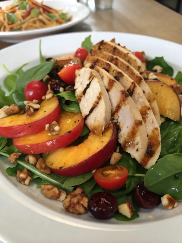 Grilled Peach and Chicken Salad