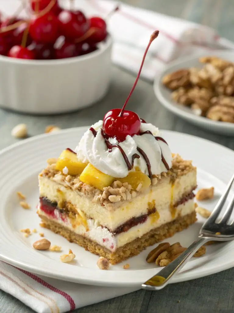 No Bake Banana Split Cake