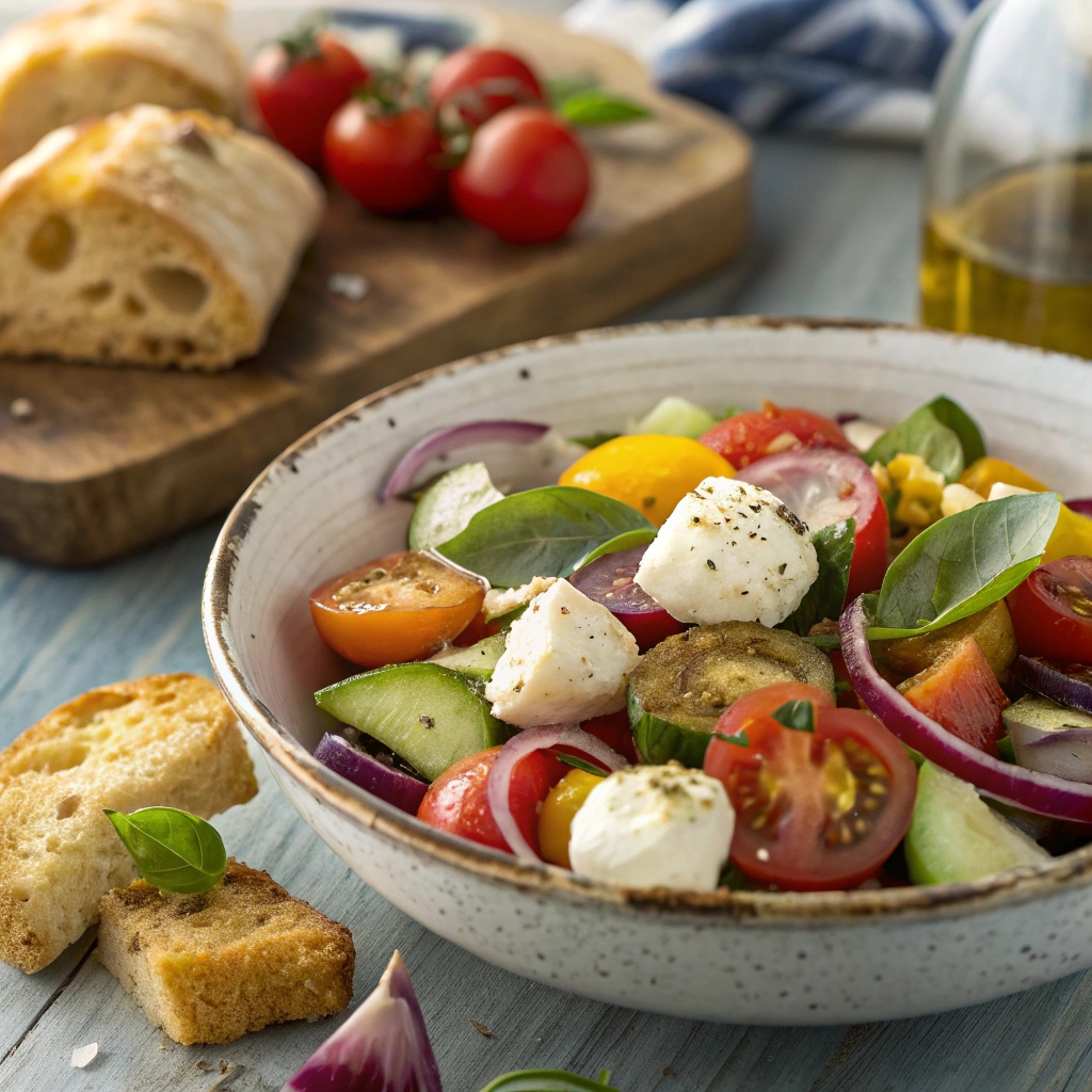 Panzanella Salad with Mozzarella