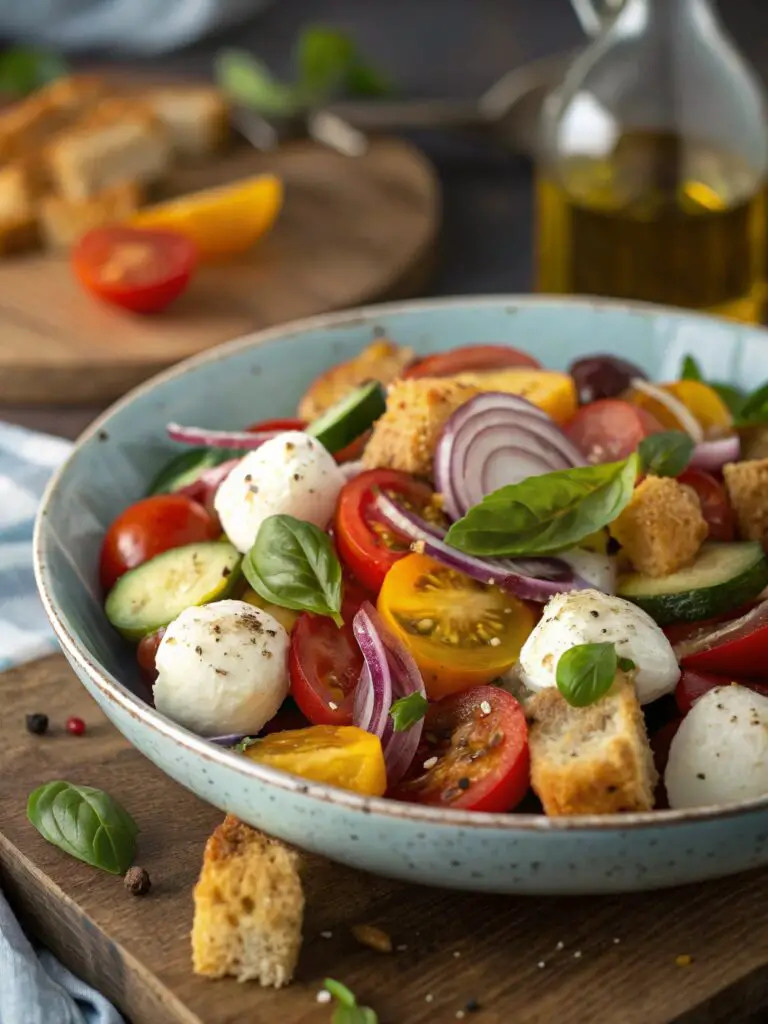 Panzanella Salad with Mozzarella