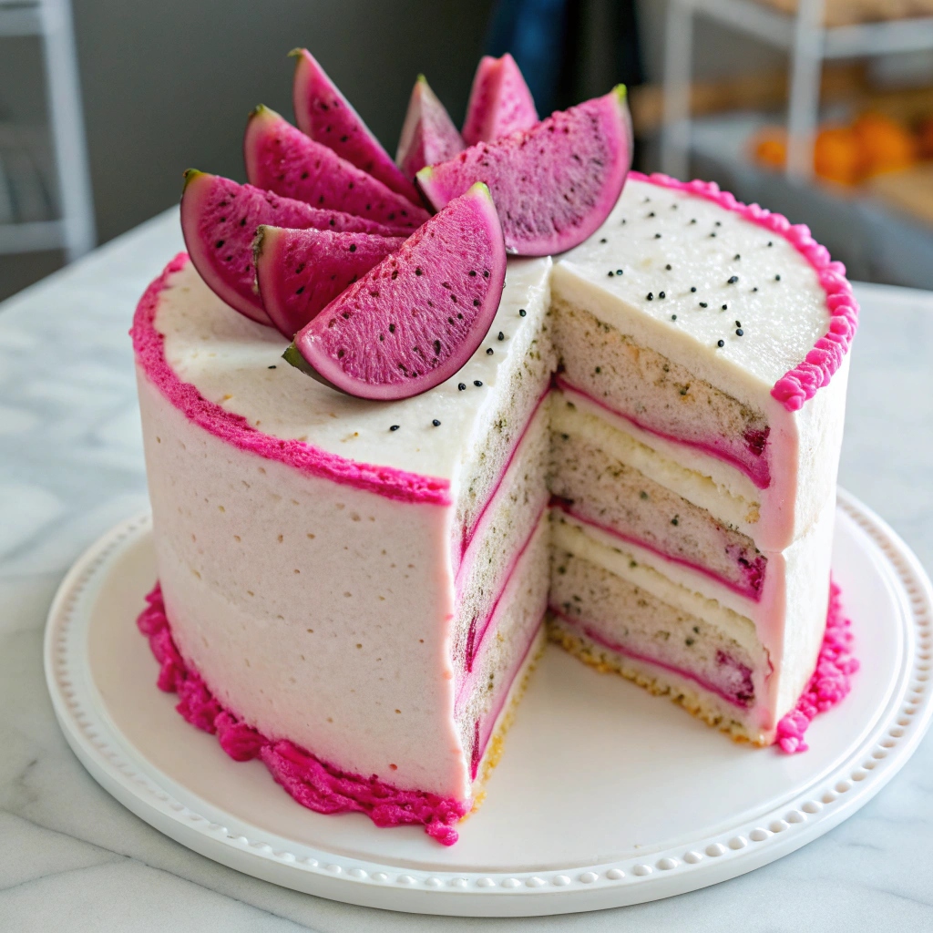 Pink Dragon Fruit Cake