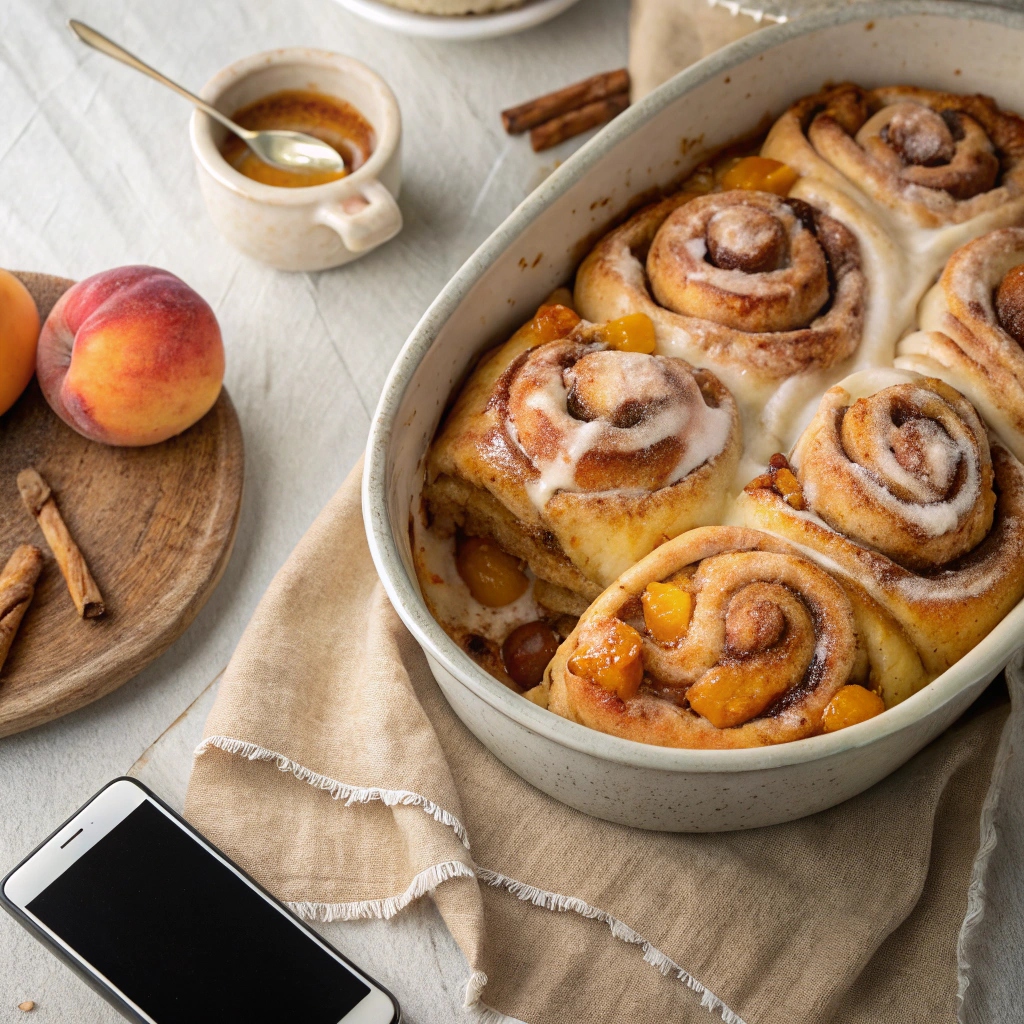 Peach Cobbler Cinnamon Rolls
