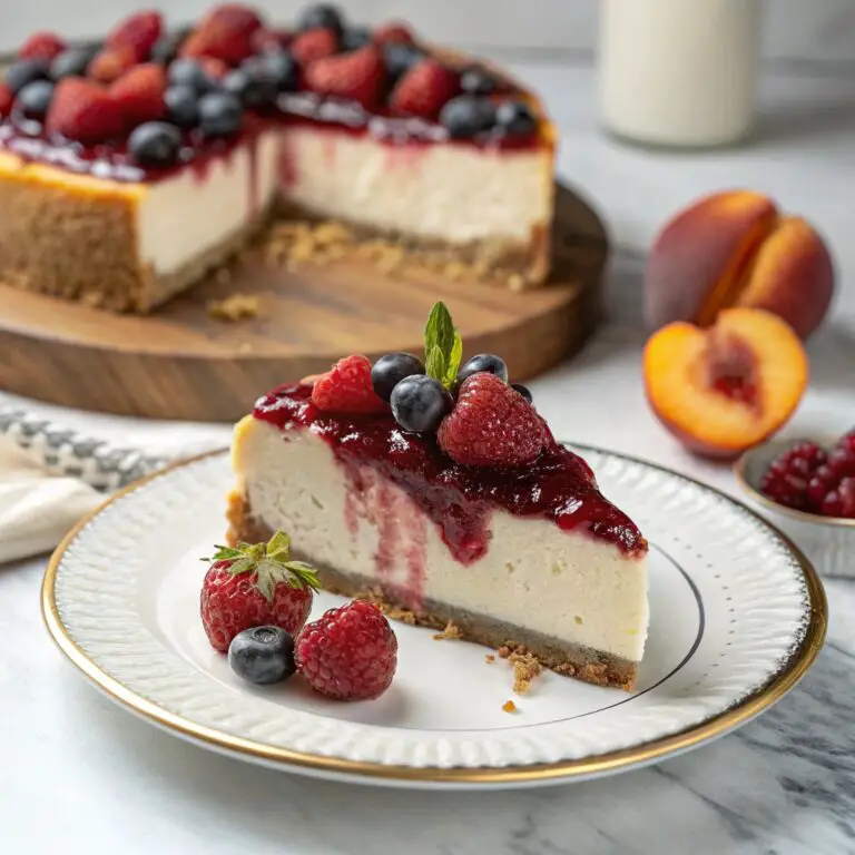 Summer Berry and Peach Cheesecake