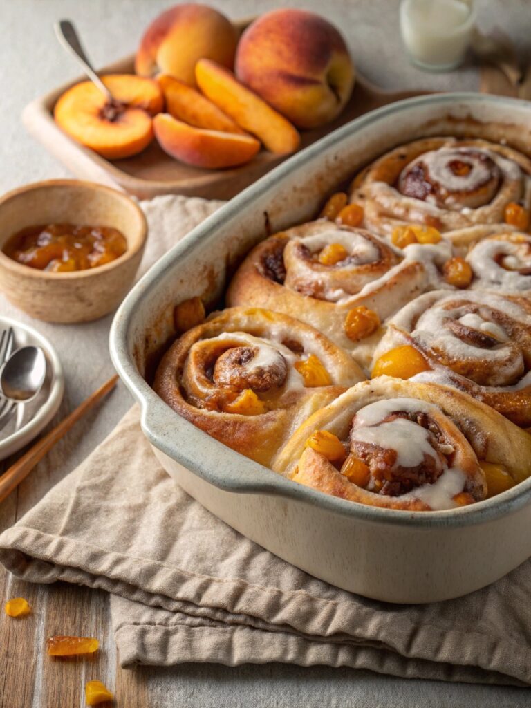 Peach Cobbler Cinnamon Rolls