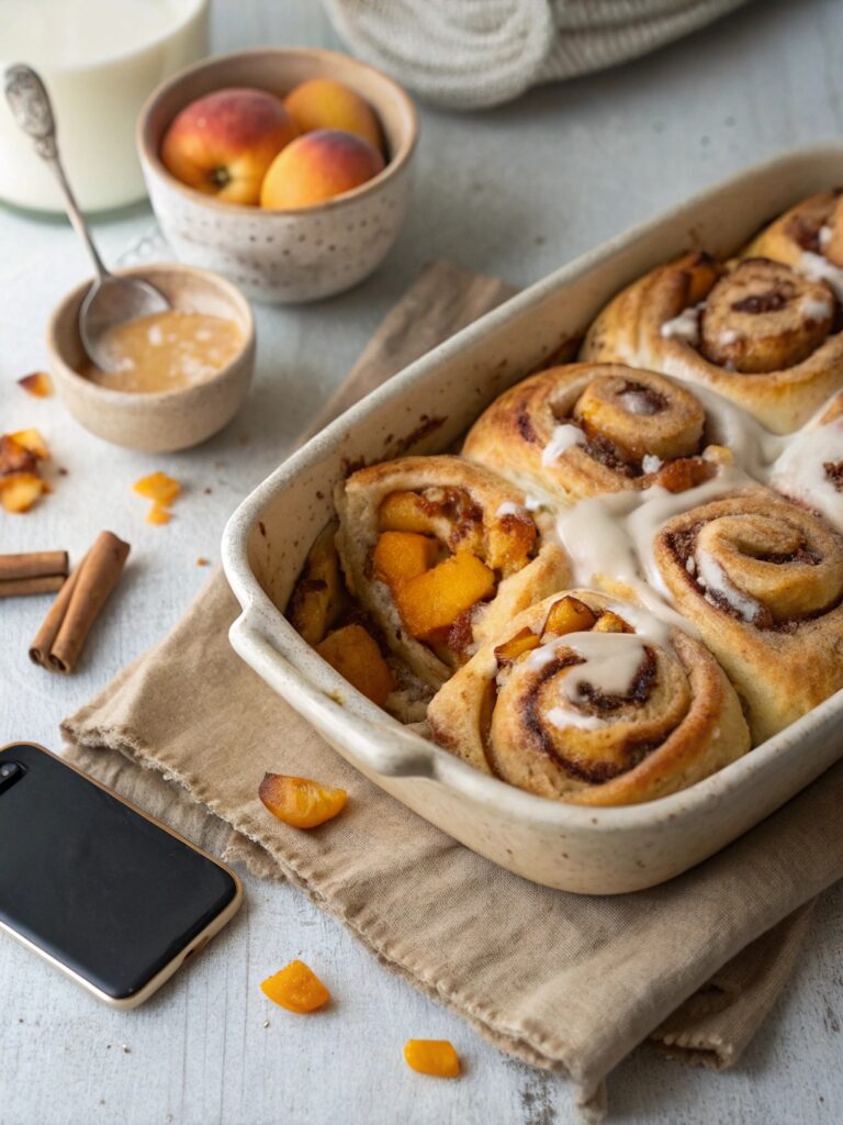 Peach Cobbler Cinnamon Rolls