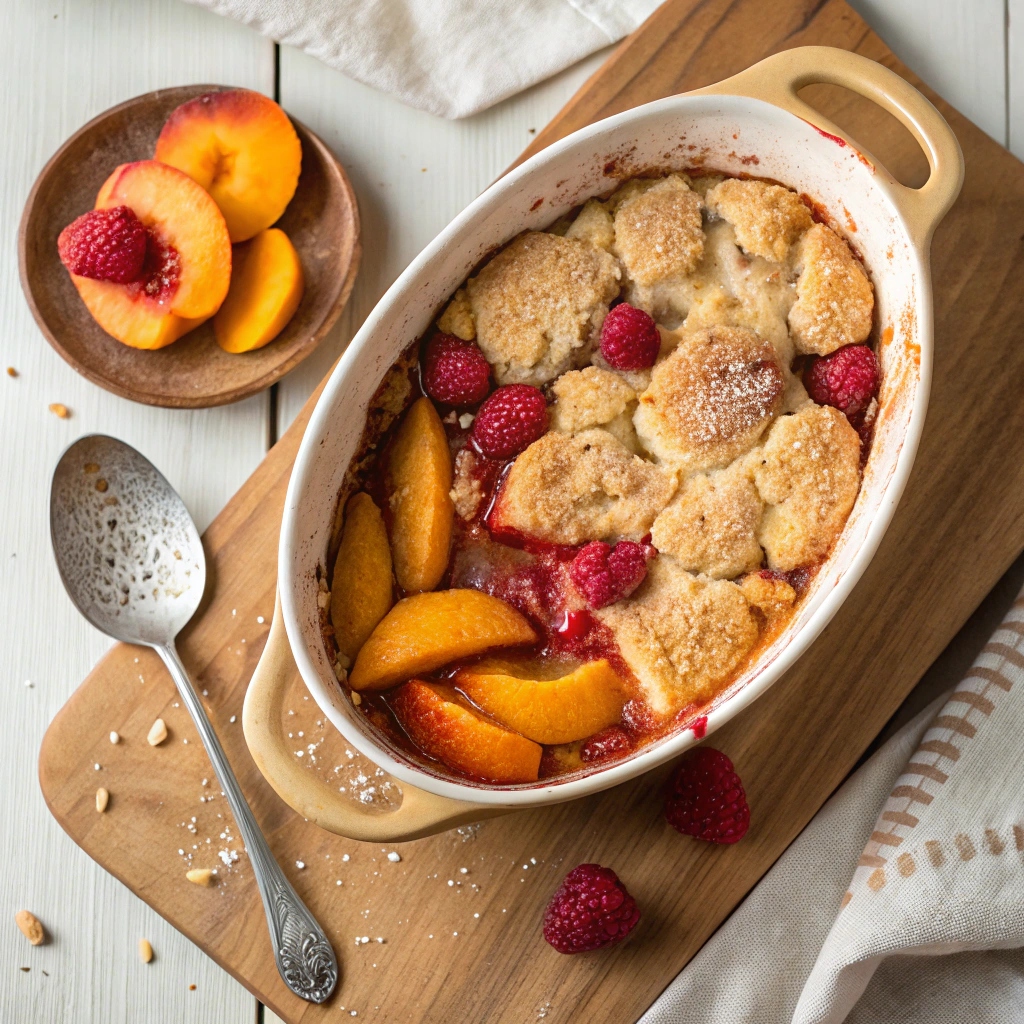 Peach Raspberry Cobbler
