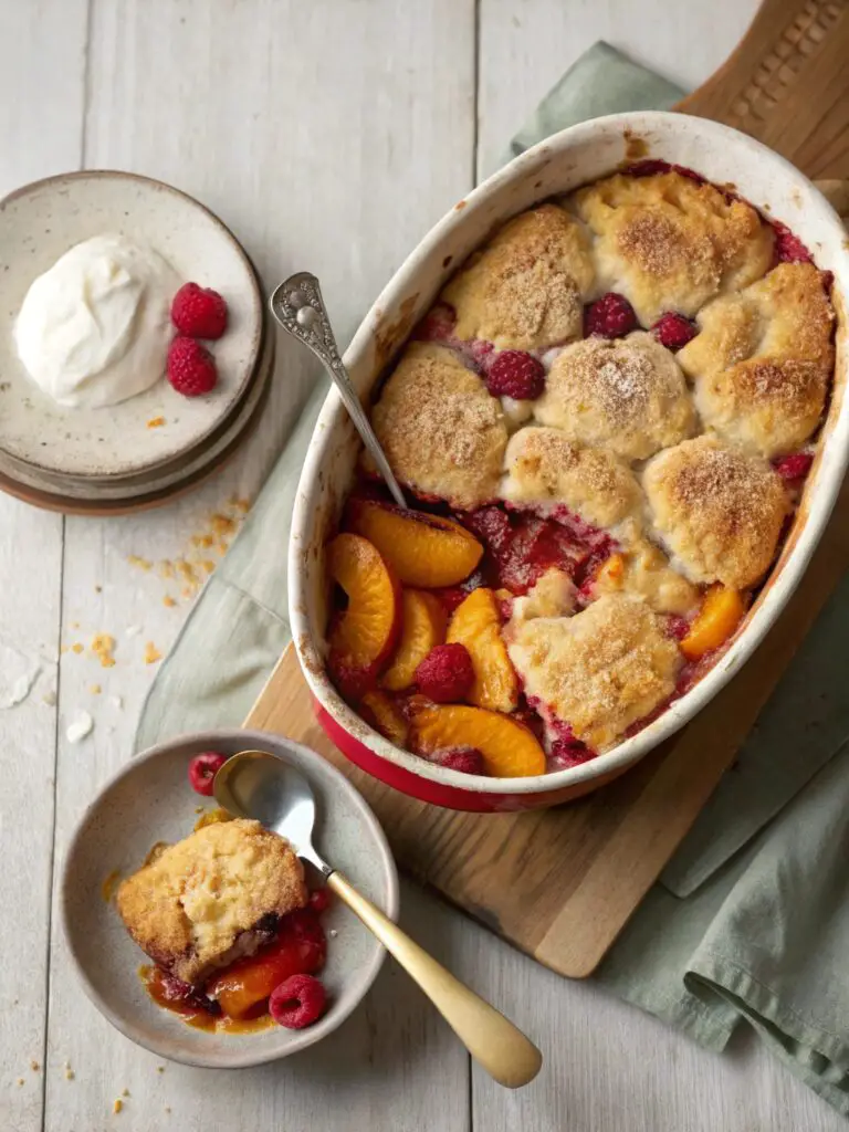 Peach Raspberry Cobbler