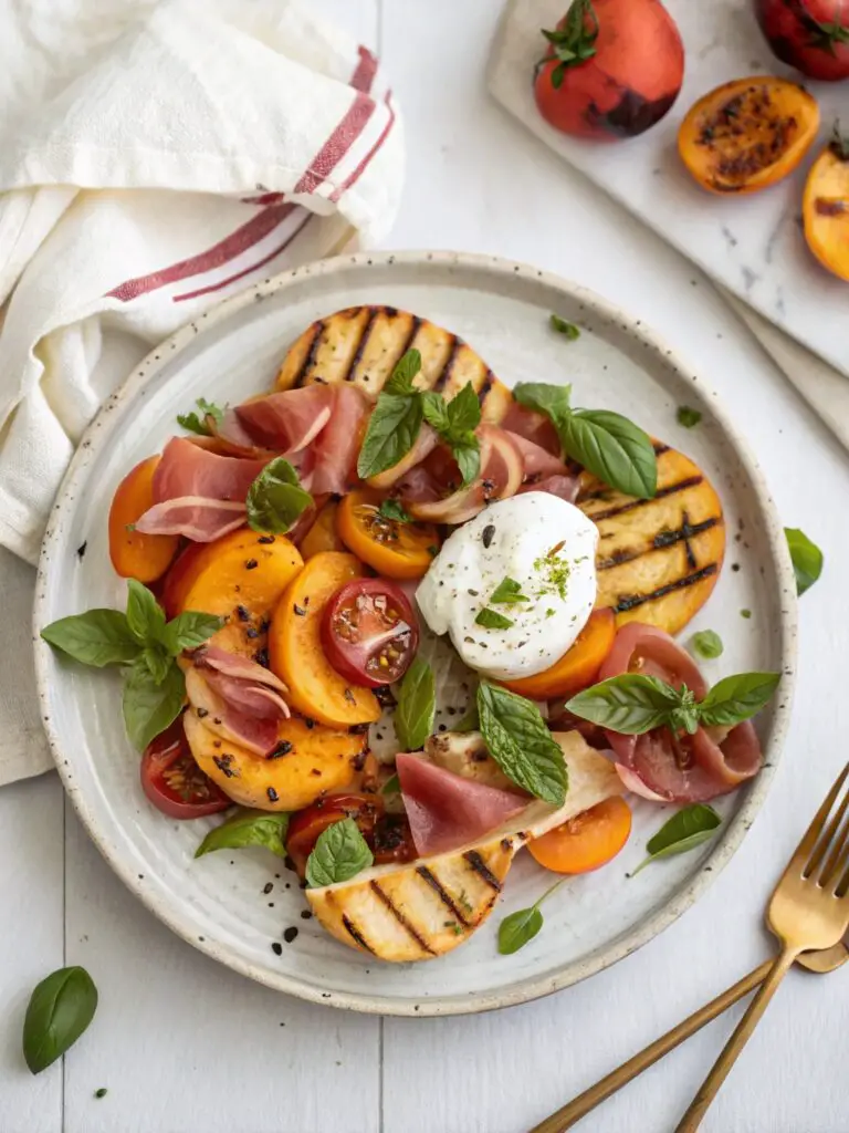 Grilled Nectarine Burrata Prosciutto Salad