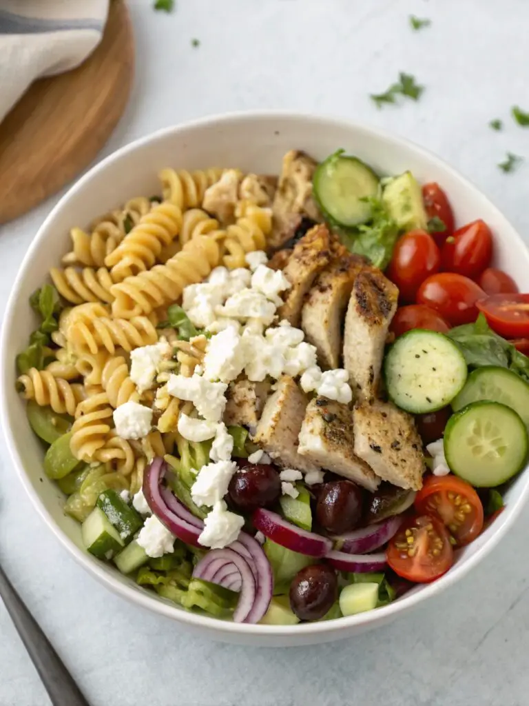 Mediterranean Chicken Pasta Salad