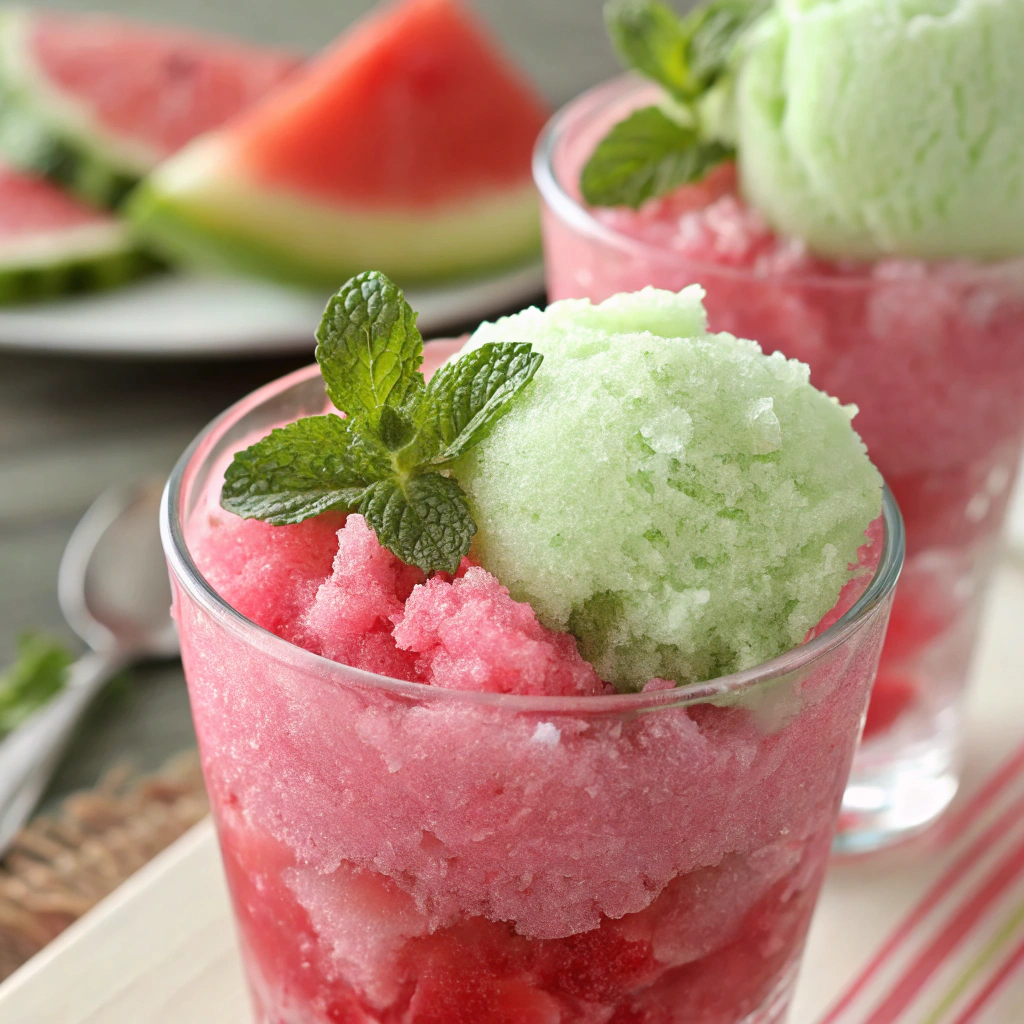 Mint Ice Cream with Salted Watermelon