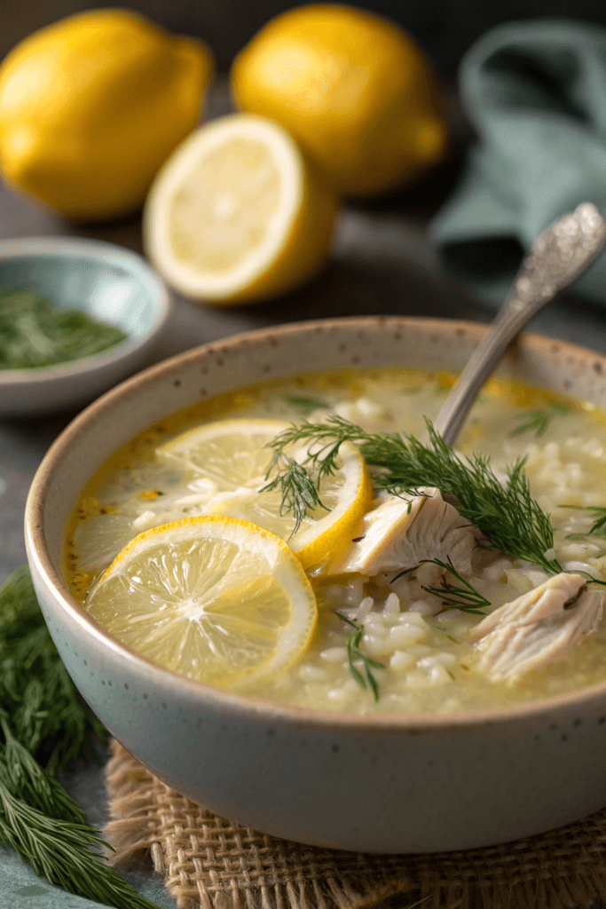 Mediterranean Lemon Chicken Soup