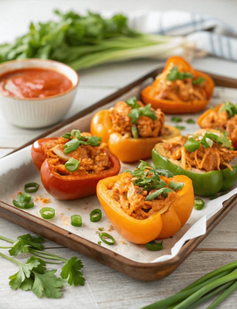 Buffalo chicken stuffed peppers