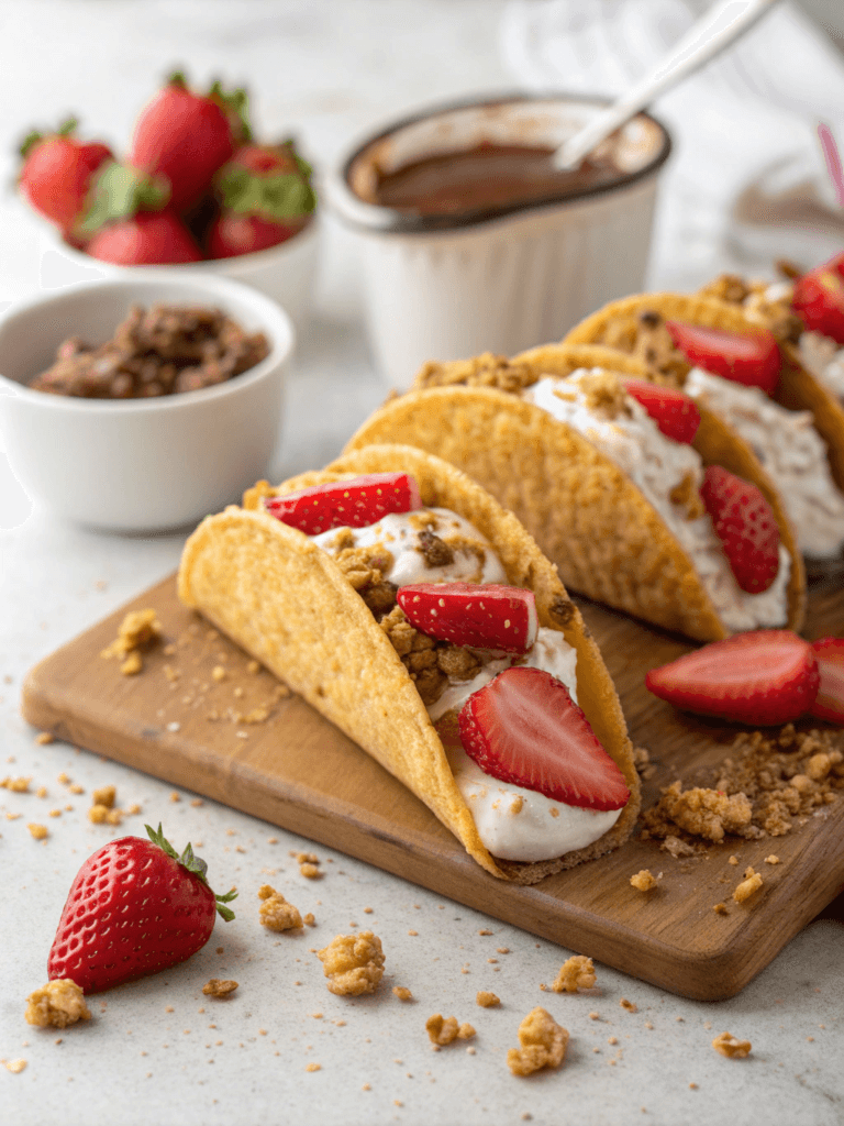 Strawberry Crunch Cheesecake Tacos