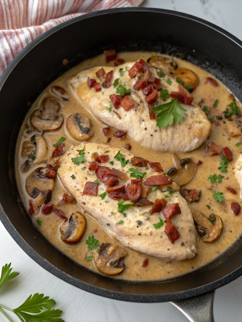 Creamy Mushroom Bacon Chicken - Instructions