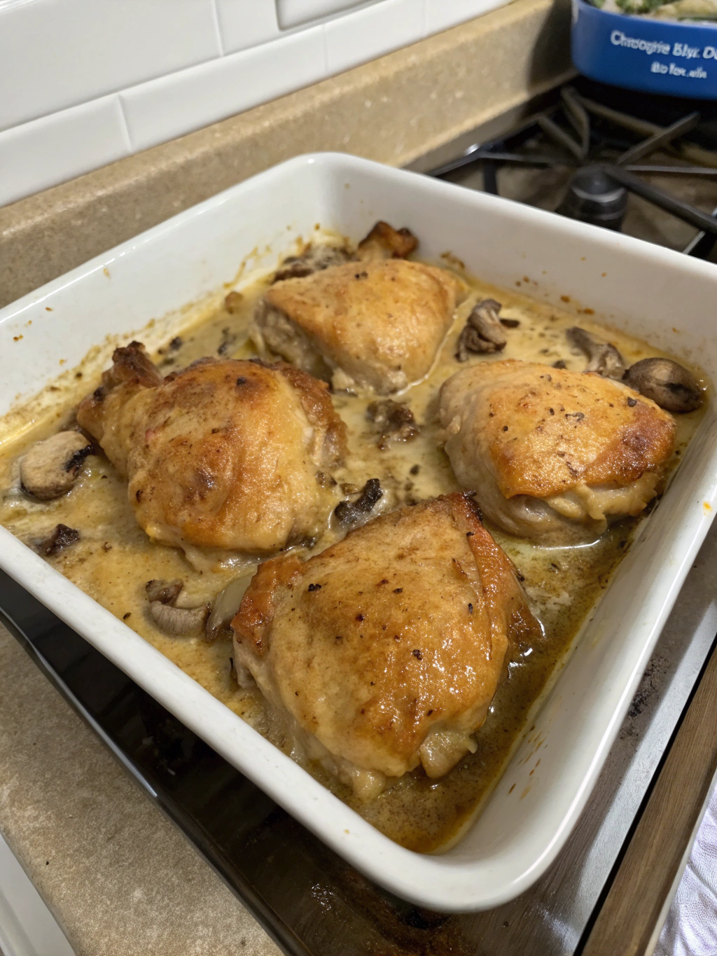 Chicken Thighs with Creamy Sauce in Baking Dish - Introduction