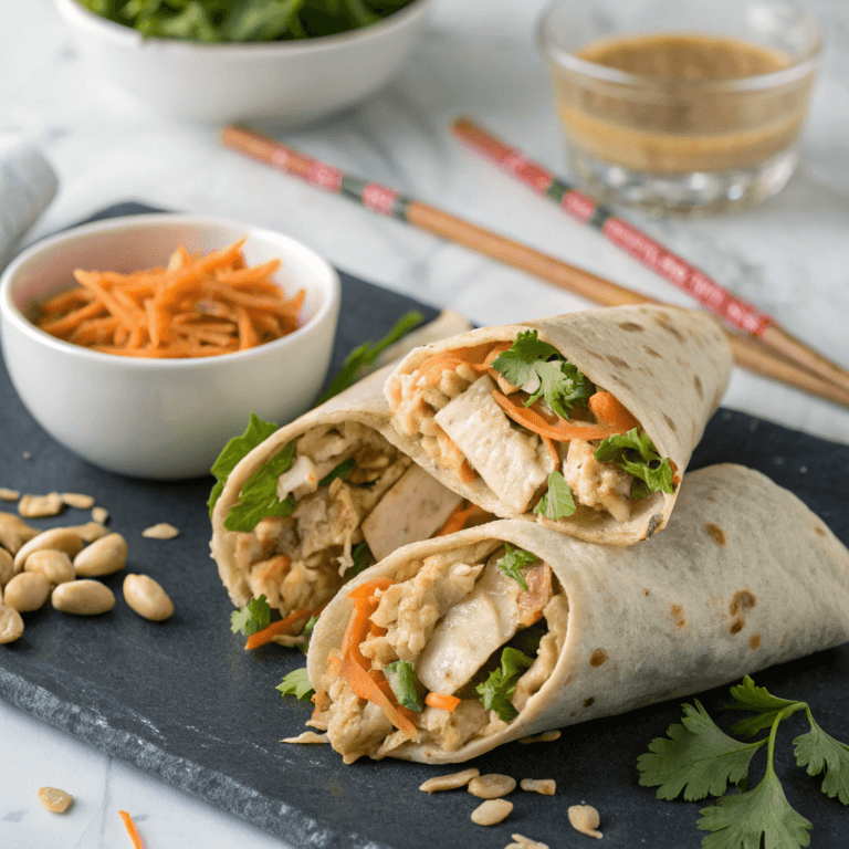 Thai Peanut Chicken Wraps Recipe:15-Minute Healthy and Flavorful Lunch