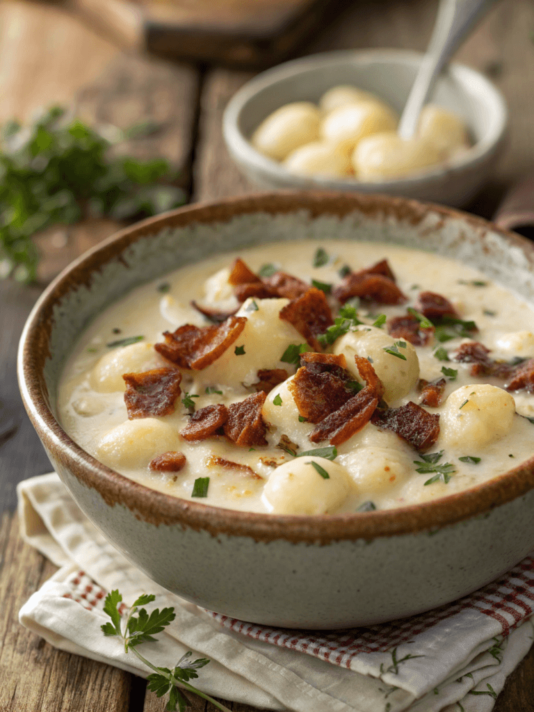Bacon Cheddar Gnocchi Soup