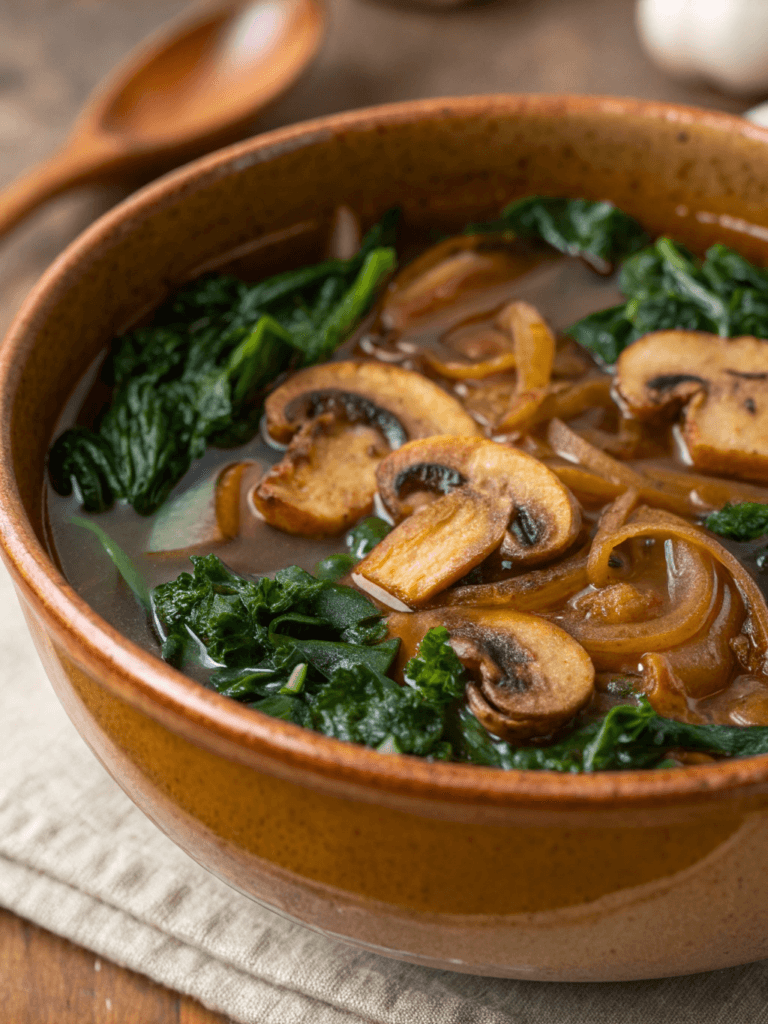 Wild Mushroom Onion Kale Soup – Comfort Food Recipe
