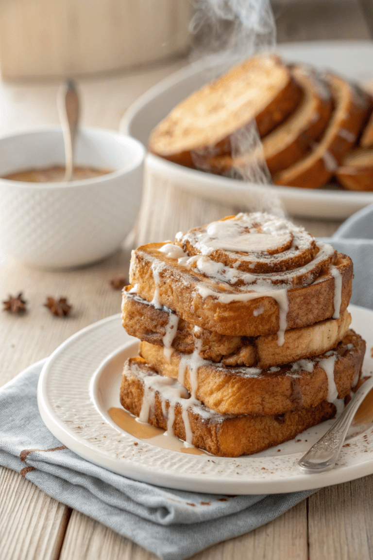 Cinnamon Roll French Toast  Brioche Breakfast with Cream Cheese