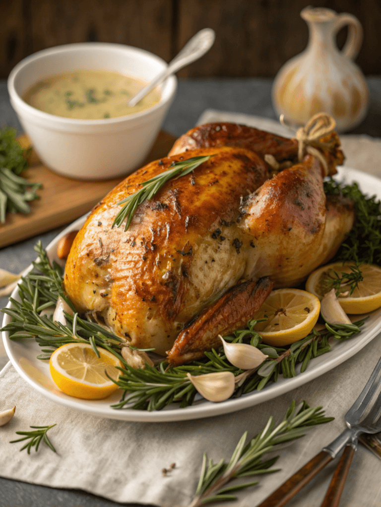 Garlic Herb Butter Roast Turkey – Juicy Holiday Dinner