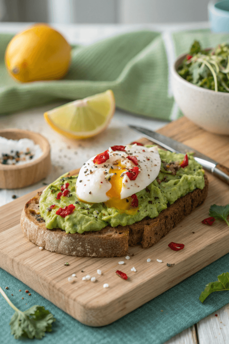 Avocado Toast Healthy Breakfast with Poached Egg Ready