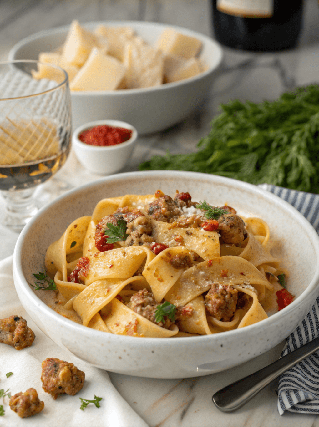 Spicy Creamy Pappardelle Pasta