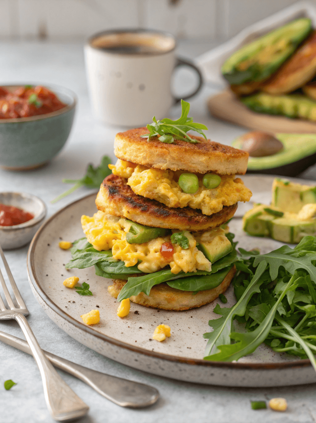 Corn Fritter Breakfast Sandwiches